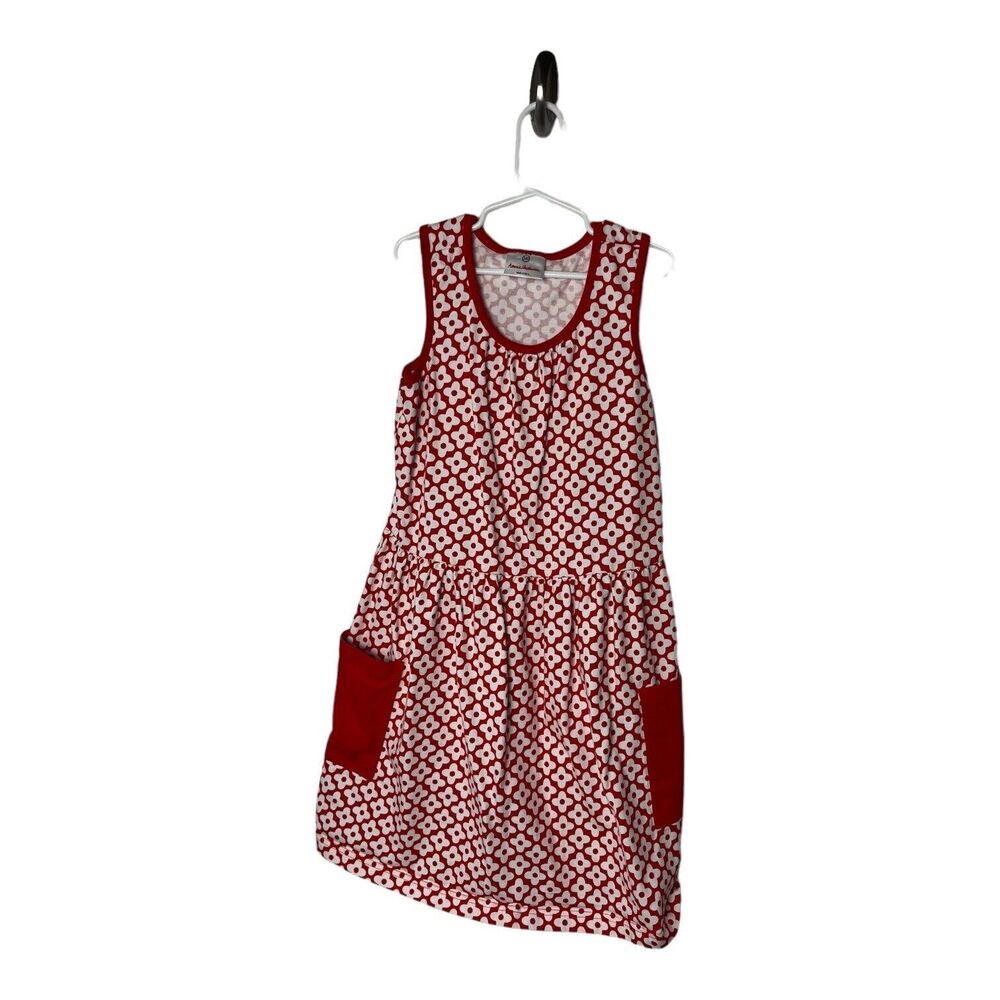 Hanna Andersson Cute Ruffle Tank Pink Dress Sz 140 7-10 Yrs Old